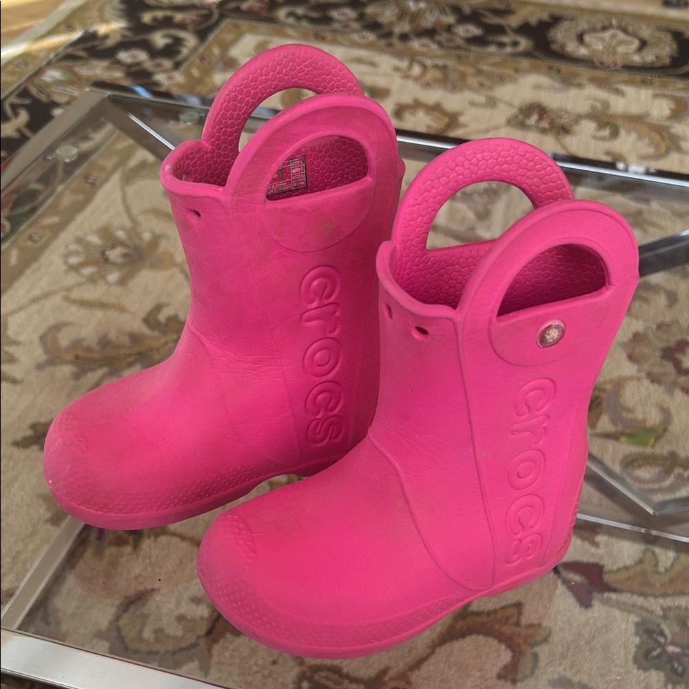 CROCS Kids Bright Pink Rain Boots